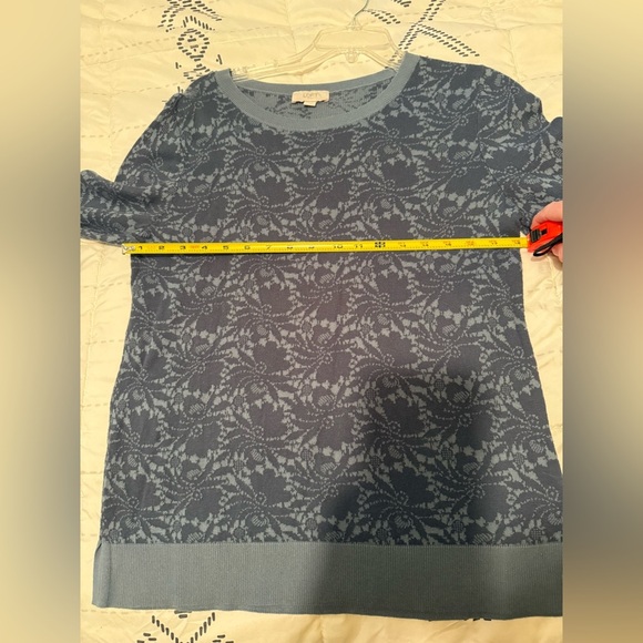 LOFT Blue Patterned Sweater - Picture 4 of 7